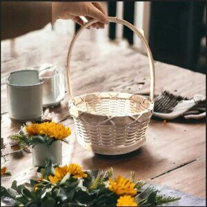 🌱2/$45🌱Handmade Flower girl basket Easter Cottagecore Boho Rustic White washed